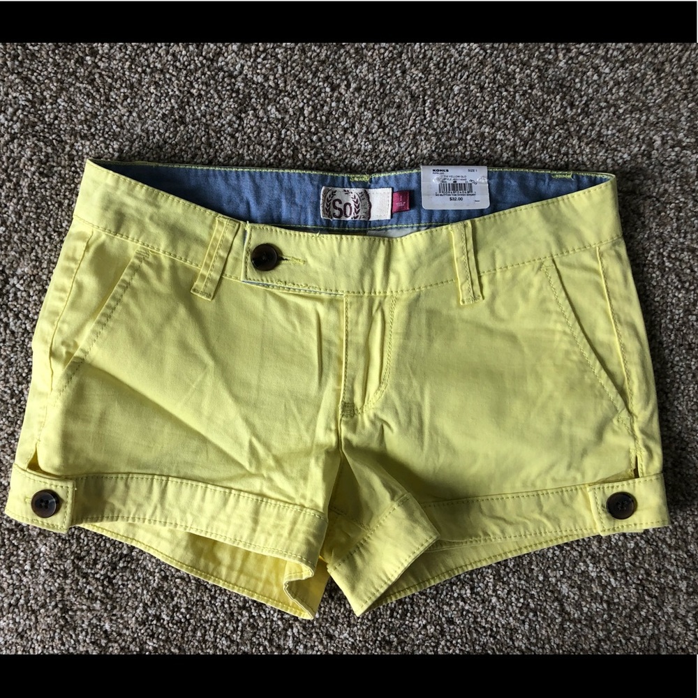 NWT SO Yellow Shorts